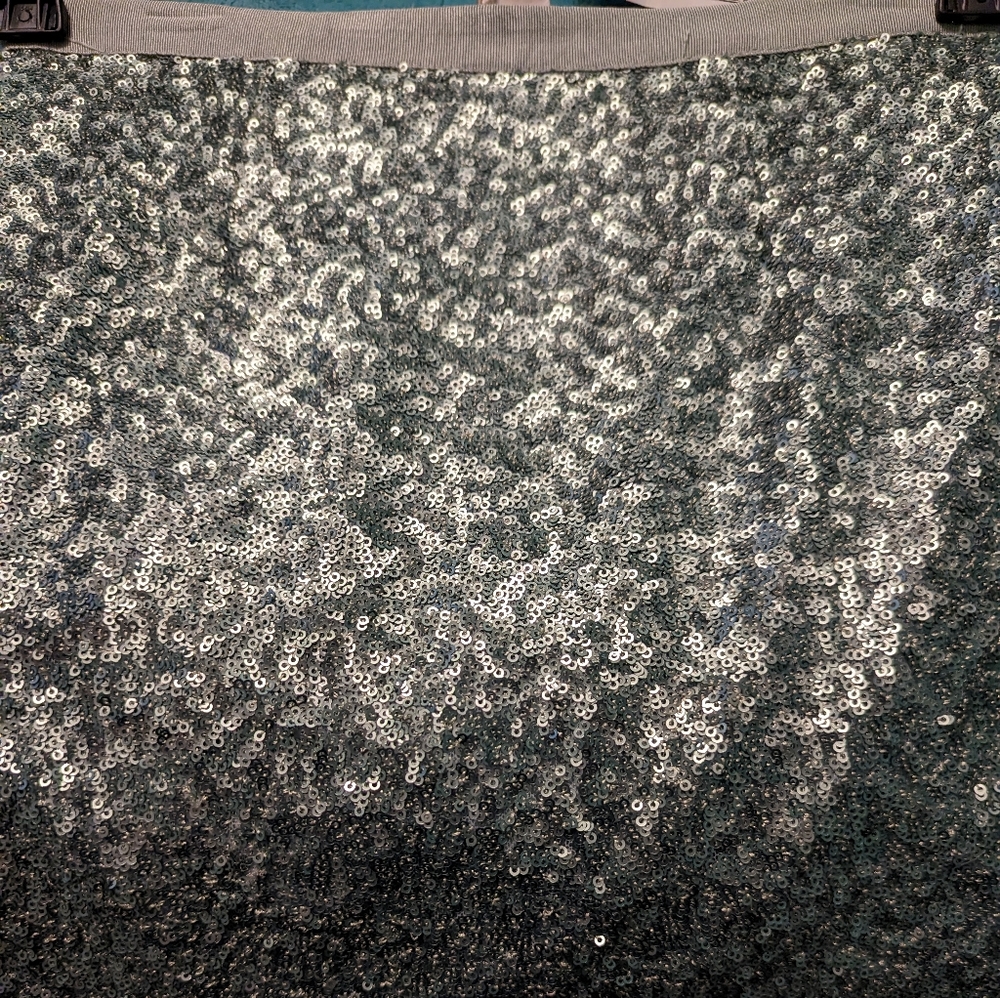 Light green and silver mini skirt
